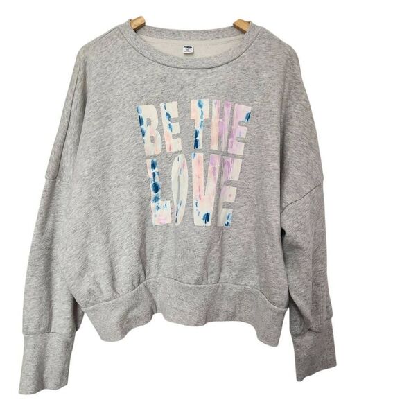 Old Navy graphite sweatshirt Be The Love Heather gray size XXLboxy crop - Picture 1 of 6